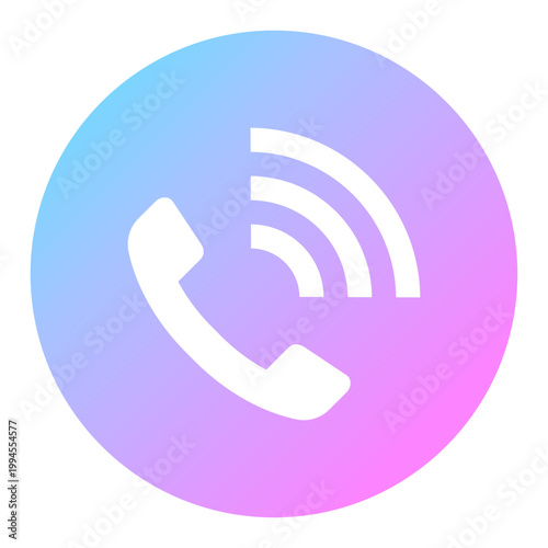 受話器アイコン 丸型 虹色 ネオン グラデーション 近未来 ベクター