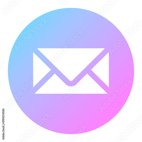 メールアイコン 丸型 虹色 ネオン グラデーション 近未来 ベクター