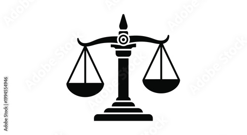 A black silhouette depicting scales of justice symbolizing fairness and law