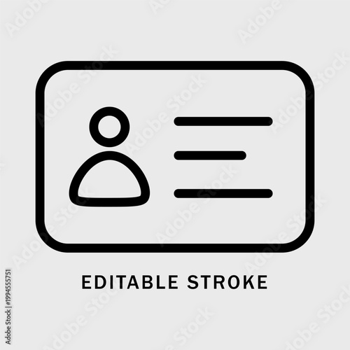 Id card icon vector. National id, identification card, voter id, driving license. passport id symbol outline icon editable stroke