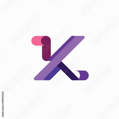 X letter logo with pink and purple gradient shapes and smooth modern 3D style for branding and web design