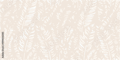 Delicate fern leaf pattern in a pale beige and white color scheme