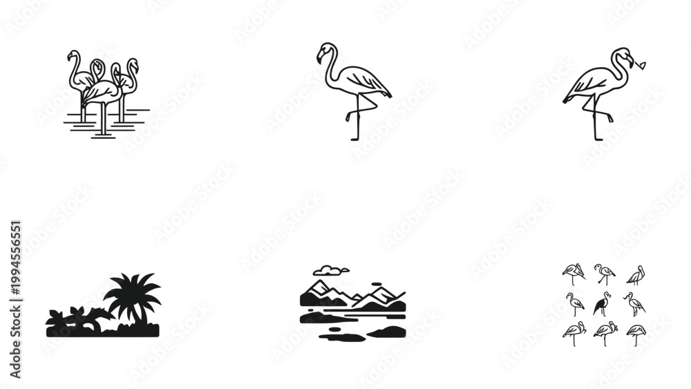 Obraz premium Tropical Icons Collection: A collection of various tropical icons in a simplistic, yet aesthetic style. Each illustration conveys a sense of exotic beauty.