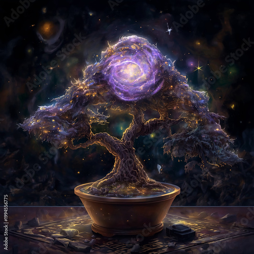 Nebula-Born Bonsai — Where Nature Blossoms into the Stars