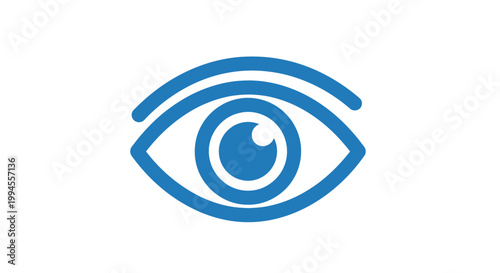Blue eye icon: visual representation of vision and perception in a minimalist design