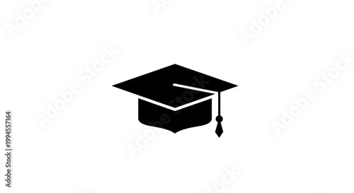 Graduation cap symbol on white background representing academia and academic achievement