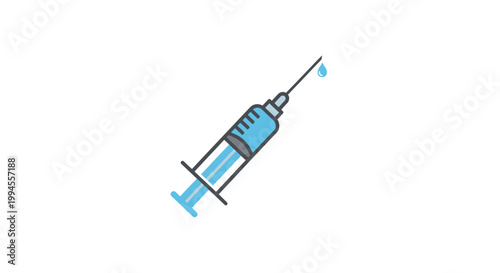 Illustration of a Syringe with a Drop, Representing Medical Injection and Vaccination