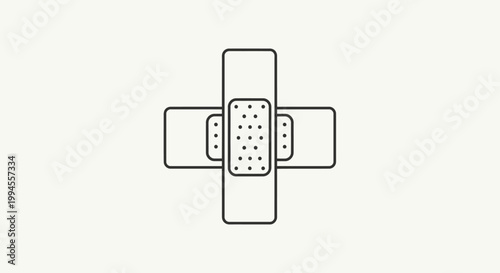 Minimalistic Cross Bandage Illustration on Neutral Background with Clean Lines