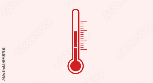 Red thermometer graphic demonstrating temperature measurement and climate indicators accurately