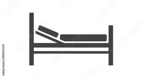 Simple illustration of a hospital bed icon on white background, suitable for medical concept