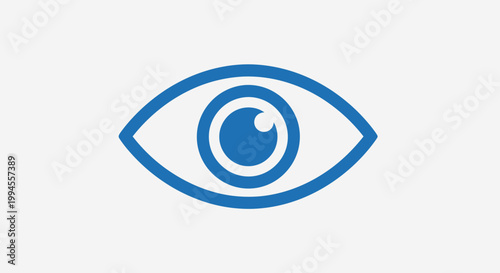 Simple blue eye icon on white background representing vision and perception without any text