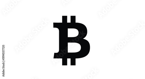 Black and white illustration of the bitcoin symbol against a white background