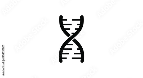 Simple black icon depicting a double helix dna structure on white