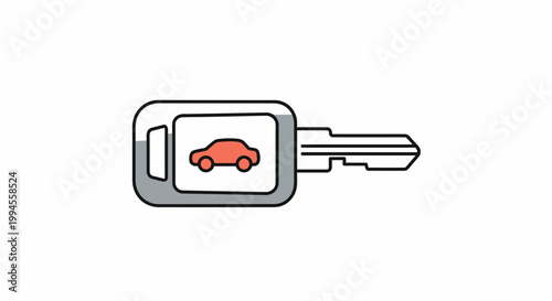 Stylized Car Key Illustration Depicting Automotive Access and Security Symbolism