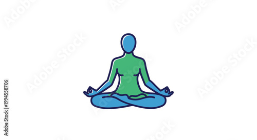 Illustration of a meditating human figure in a lotus position, for mindfulness depiction