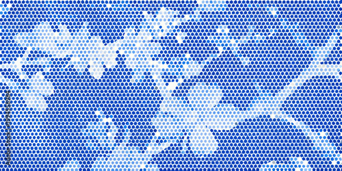 Abstract dotted pattern resembling a reindeer silhouette in shades of blue