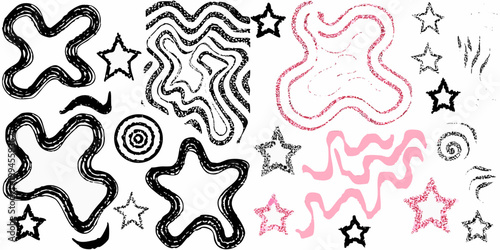 Foto Abstract doodle art featuring swirling lines stars and organic shapes