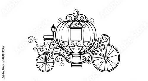 Fantasy Pumpkin Carriage Silhouette, Cinderella Fairy Tale Transportation Icon