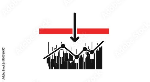Financial Chart Decline, Stock Market Crash Icon, Business Down Trend