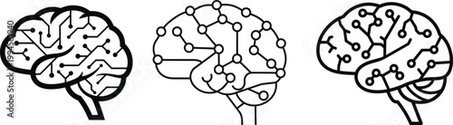 Three brain illustrations a detailed study of cerebral cortex and neural networks