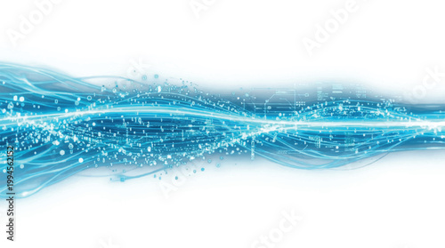 Abstract motion light with dynamic blue neon lines and speed wave trail. Transparent PNG glow background for technology, innovation, or futuristic energy design
