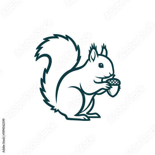 Squirrel holding acorn in sketch style