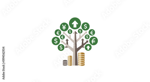 Conceptual representation of financial growth, investment strategy, and economic prosperity