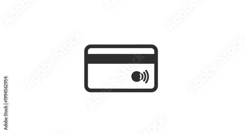Contactless Payment Illustration: Modern Credit Card Icon on a Clean White Background