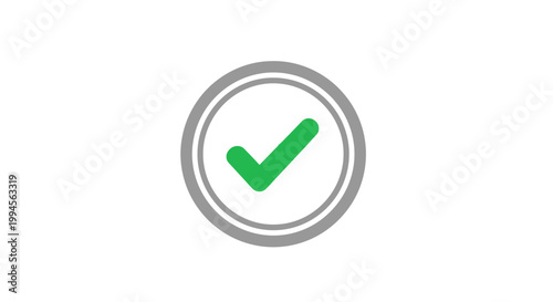 A symbolic green checkmark inside a circle representing success or completion concisely