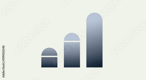 Abstract illustration of ascending growth with three stylized vertical elements, minimalist design