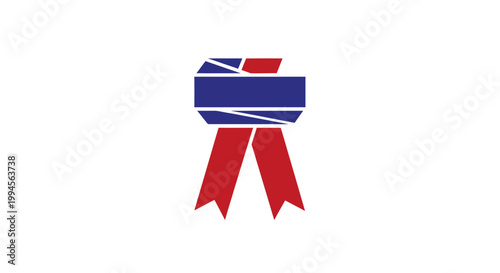 Abstract geometric ribbon symbol representing achievement and recognition in a minimalist style
