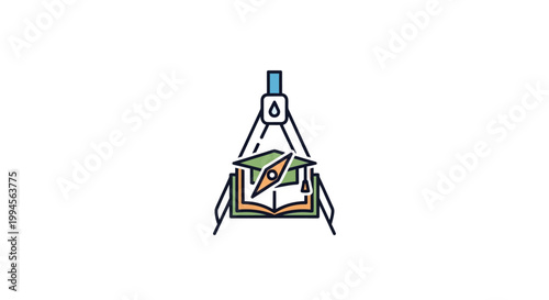 Conceptual illustration depicting academic pursuit combined with precision and guidance no comma