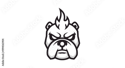 Schilderij op canvas Aggressive bulldog mascot logo with mohawk on white background