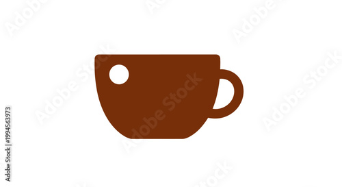 Minimalist Illustration of a Brown Coffee Cup with a Circular White Accent on White Background