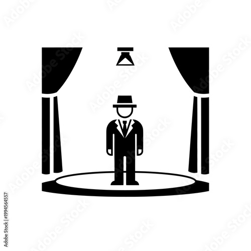 Man on Stage Spotlight Performance