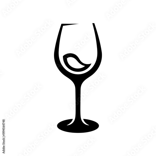 Minimalist Wine Glass Icon with Swirl