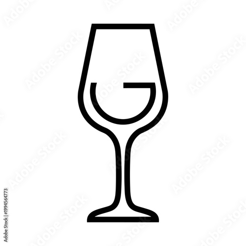 Minimalist wine glass icon, clean outline, simple design, isolated on white background