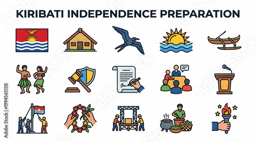 Kiribati Independence Day Preparation Icons