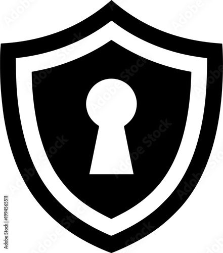 Solid Vector Security Shield with Keyhole - Data Protection Concept