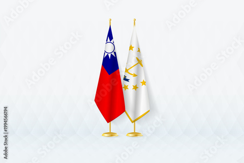 Taiwan and Rhode Island Flags Side by Side, Symbol of International Partnership.