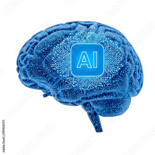 Digital brain with glowing arabic text illustration