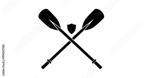 Crossed Oars and Shield Icon - Nautical and Boating Symbol