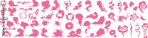 Modern smoke and fog effect shapes collection with abstract flowing vapor elements in clean vector style transparent 