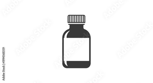 Minimalistic illustration of a pharmaceutical container for medication or healthcare purposes