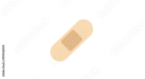 Minimalistic illustration of a plaster bandage isolated on a bright white background