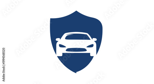 Automotive Safety and Security Emblem: A Shielded Car Representing Protection and Assurance