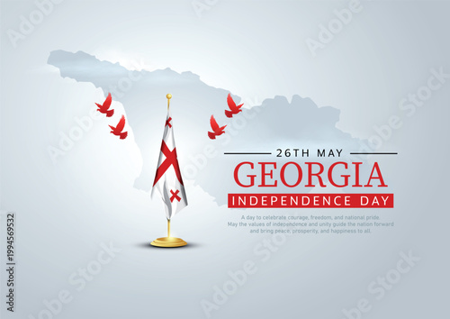 Georgia Independence Day 26 May waving flag vector illustration design.