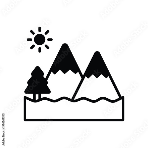 Mountain Landscape Vector icon which can easily modify or edit