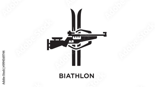 sports icon (Biathlon Sport Icon Featuring Skiing and Rifle for Winter Olympic Games and Competitive Sports Training Equipment Branding