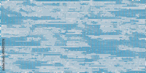Abstract digital camouflage pattern with a cool blue color scheme